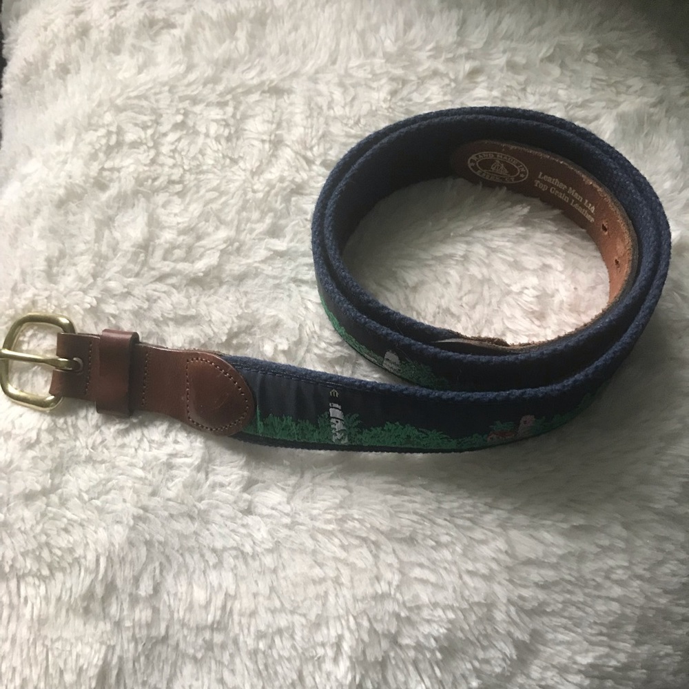Mens Belt Nylon Canvas Lighthouses Brass Buckle